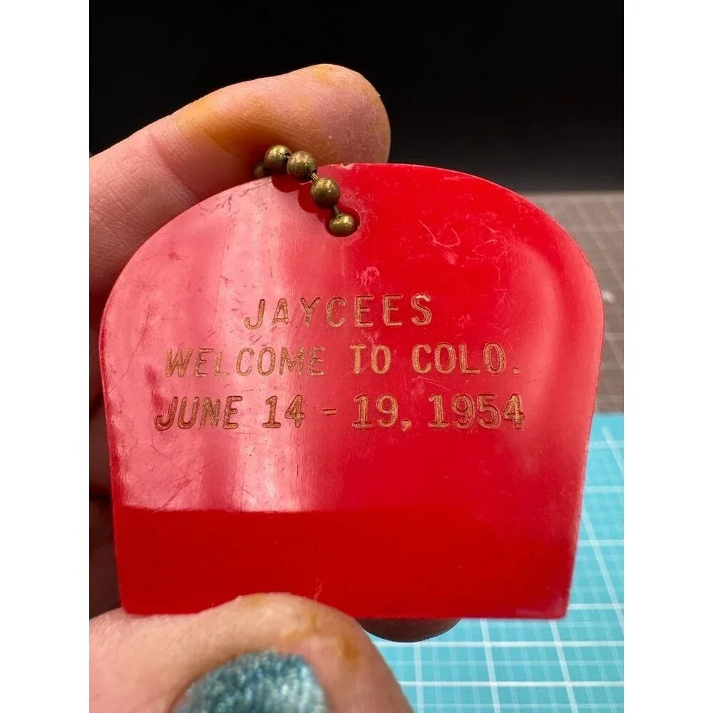 Coors Beer Red Plastic Ice Scraper Key Ring Jaycees Fundraiser 1953 Souvenir